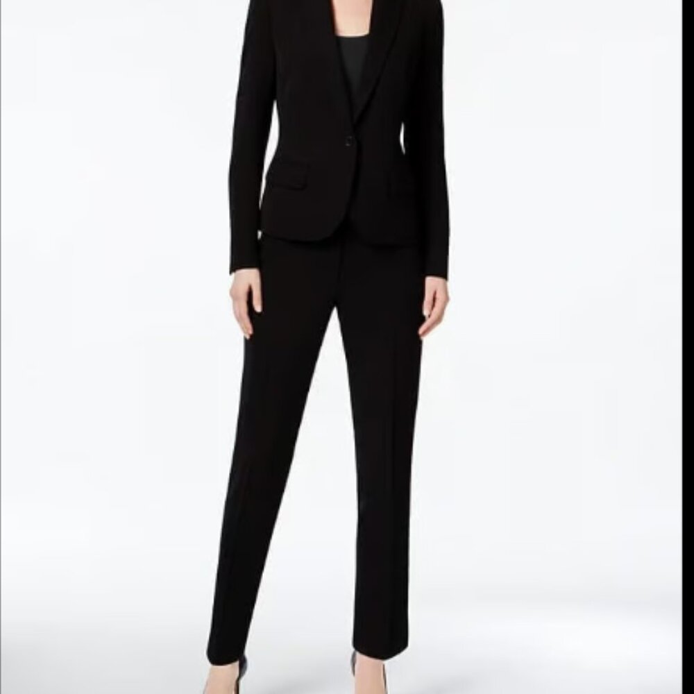 NEW NWT $280 Anne Klein women's black business pant suit set 2 4 SMALL S